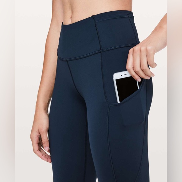 EUC Lululemon Fast & Free Crop ll *Nulux 19” Navy Blue - Picture 5 of 11